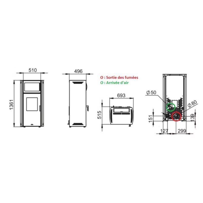 Stufa a pellet BRONPI Noa Horno 11 kW con forno e ventilazione disattivabile - immagine 6