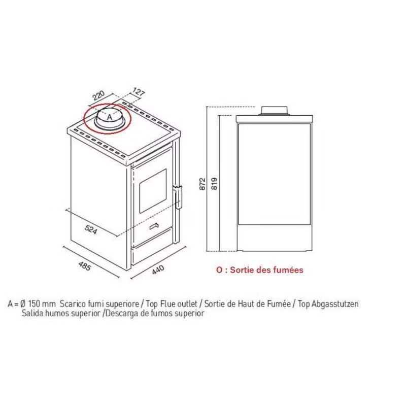Stufa a legna con piastra di cottura Sandra 6 kW – Evacalor - immagine 5